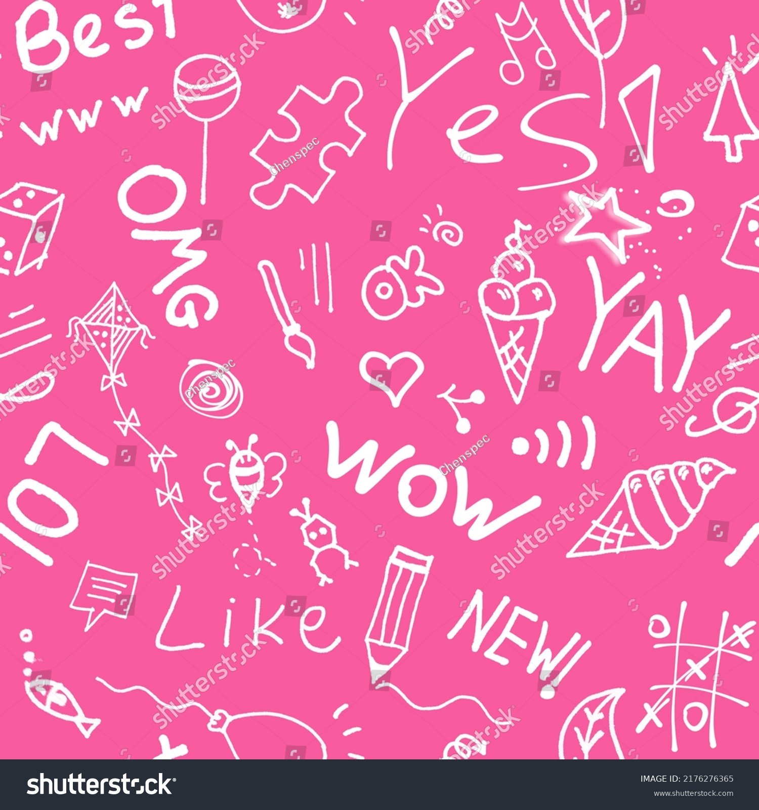 Graffiti Handwritten English Words Positive Happy Stock Illustration