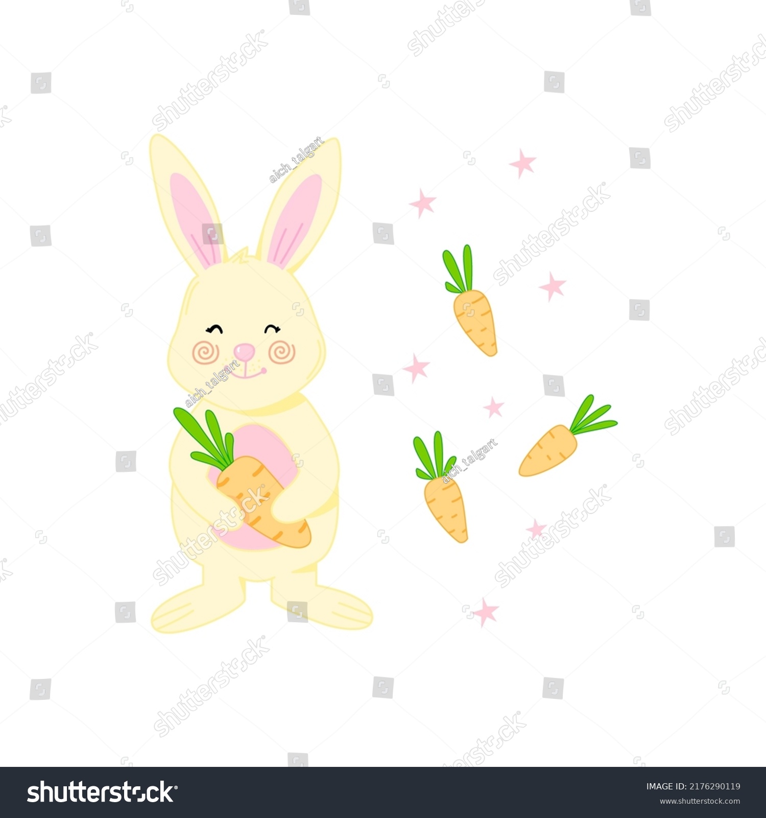 Cute Rabbit Holding Carrot Cartoon Vector Stock Vector (Royalty Free ...