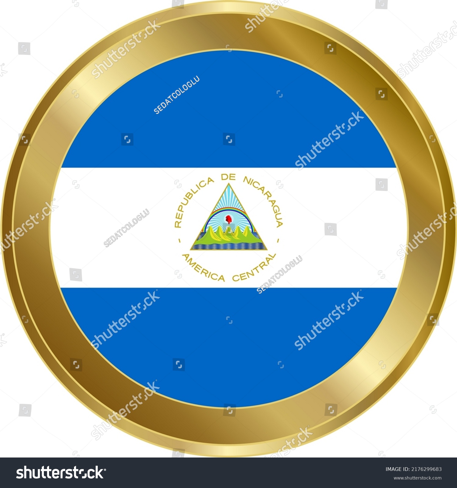 Nicaragua National Flag Badge Vector Illustration Stock Vector (Royalty ...