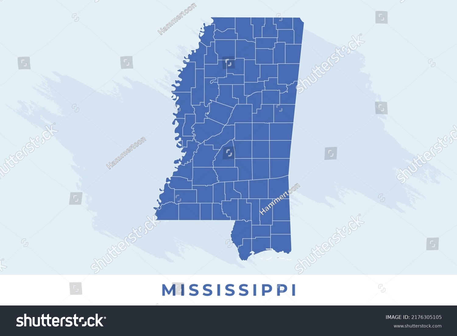 National Map Mississippi Mississippi Map Vector Stock Vector (Royalty ...