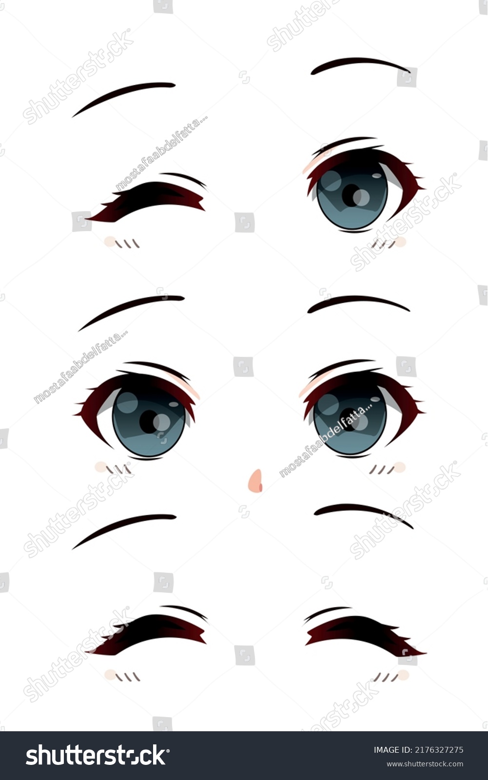 Anime Cute Manga Girl Eyes Stock Vector (Royalty Free) 2176327275 ...