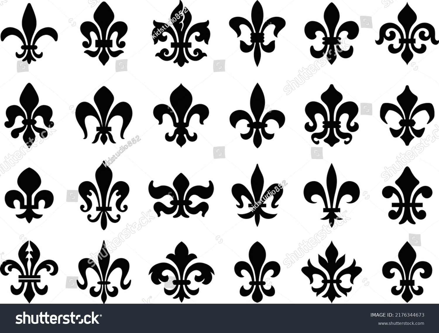 Fleur De Lis Classic Elements Icons Stock Vector (Royalty Free ...