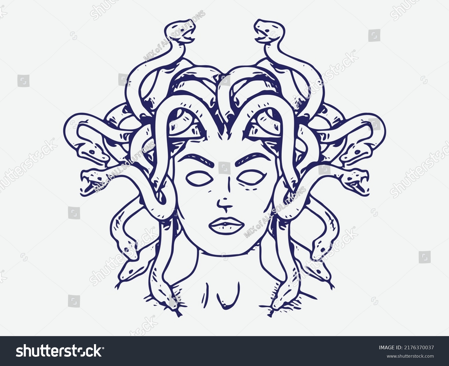 Medusa Head Snakes Greek Myth Creature Stock Vector (Royalty Free ...