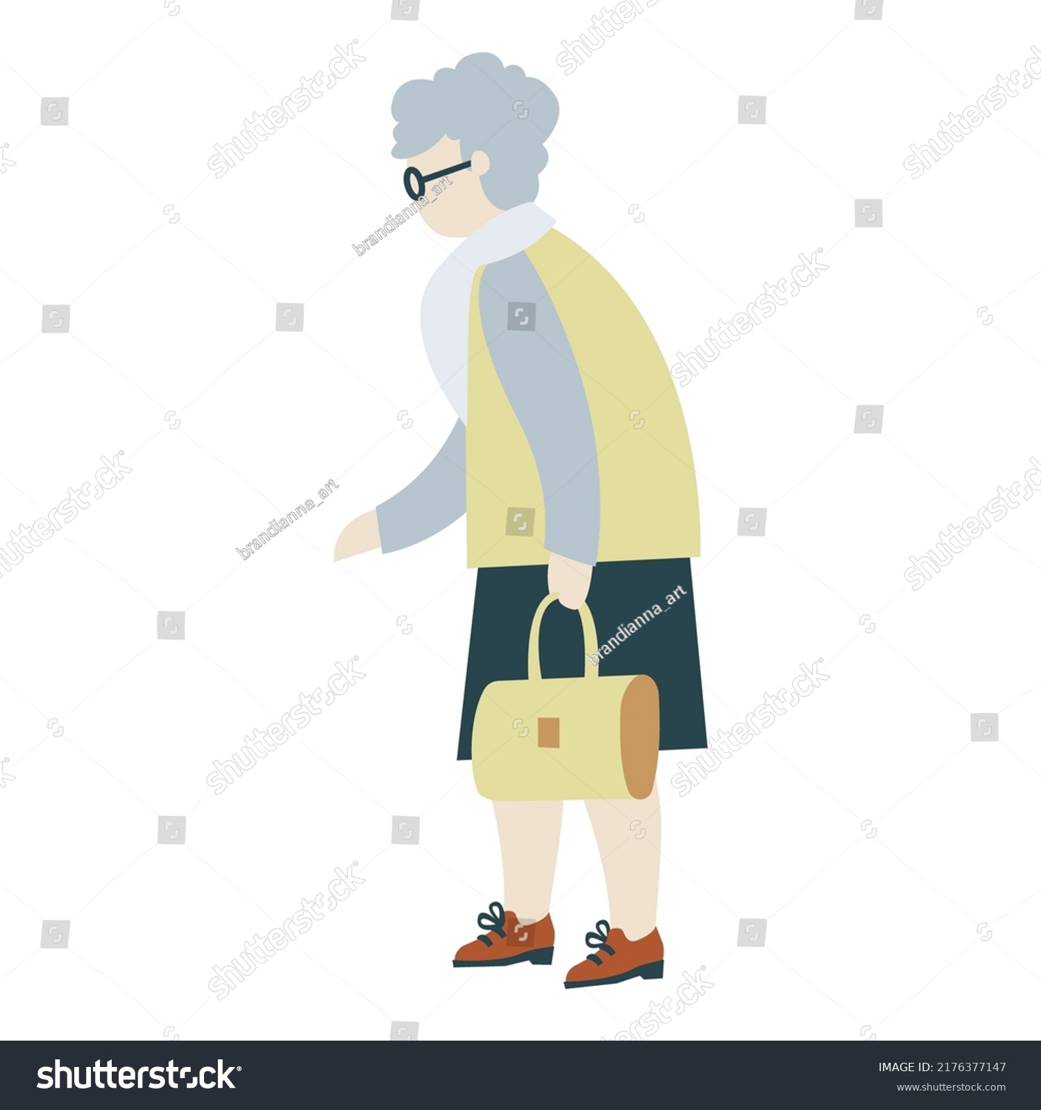 Old Woman Went Walk Elegant Grandmother Stock Vector (Royalty Free ...