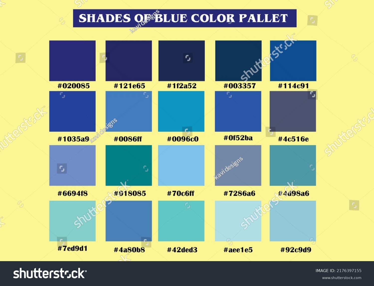 Shades Blue Color Palette Rgb Hex Stock Vector (Royalty Free ...