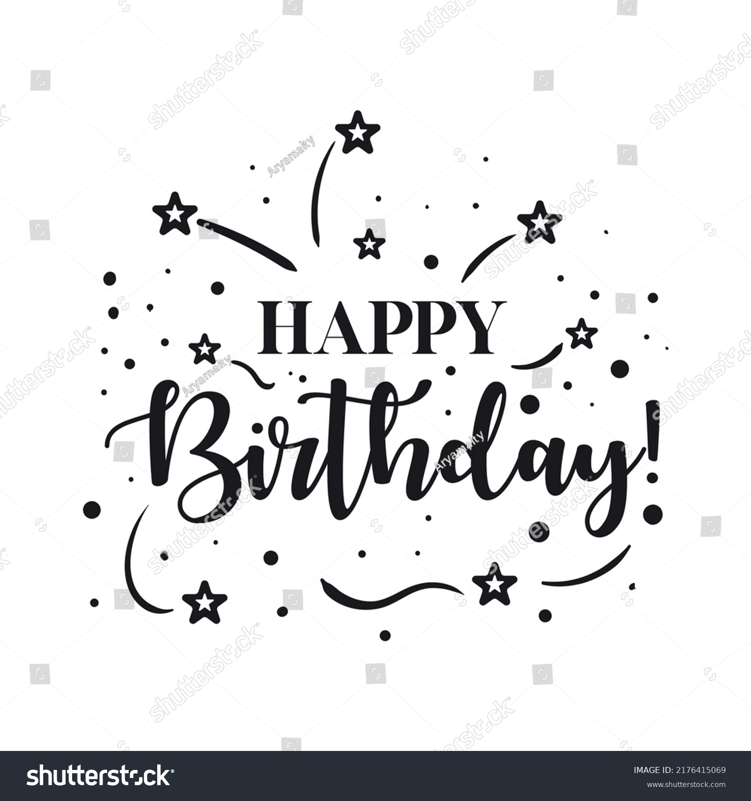 Handwritten Modern Brush Lettering Happy Birthday Stock Vector (Royalty ...