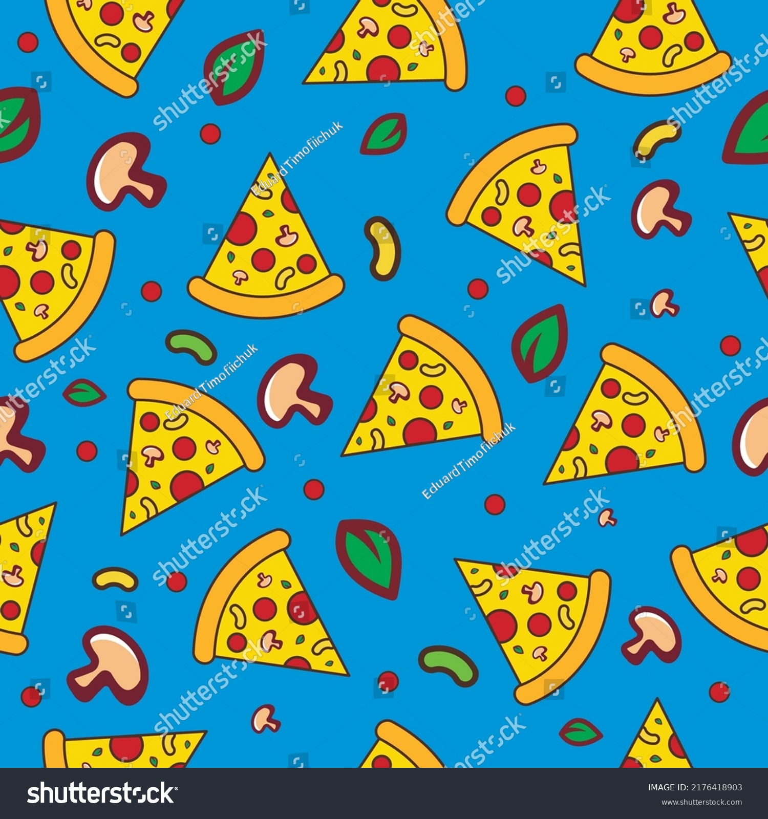 Hand Drawn Pizza Doodle Pizza Seamless Stock Vector (Royalty Free ...