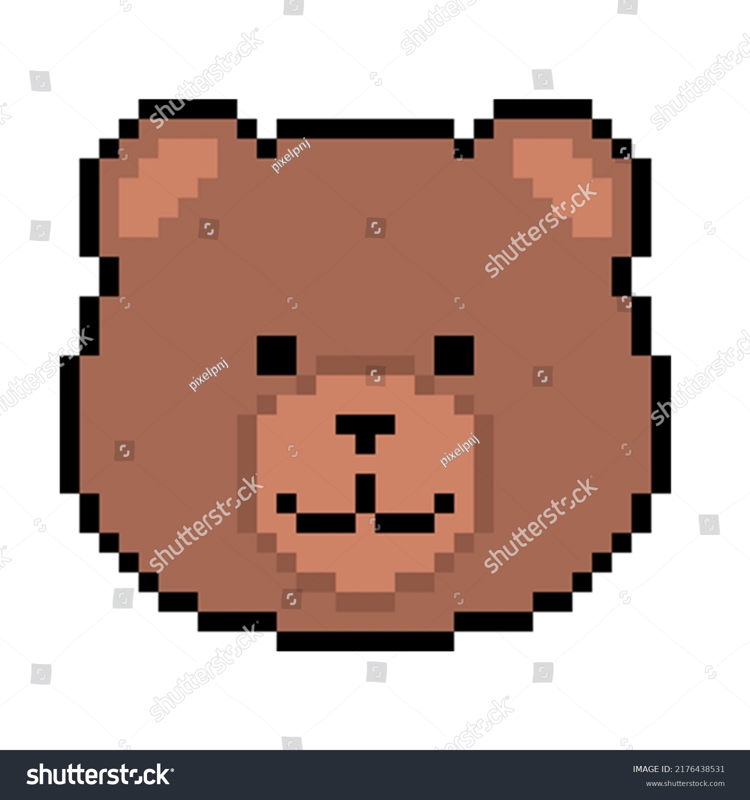 Bear Head Pixel Art Style 32 Stock Vector (Royalty Free) 2176438531 ...