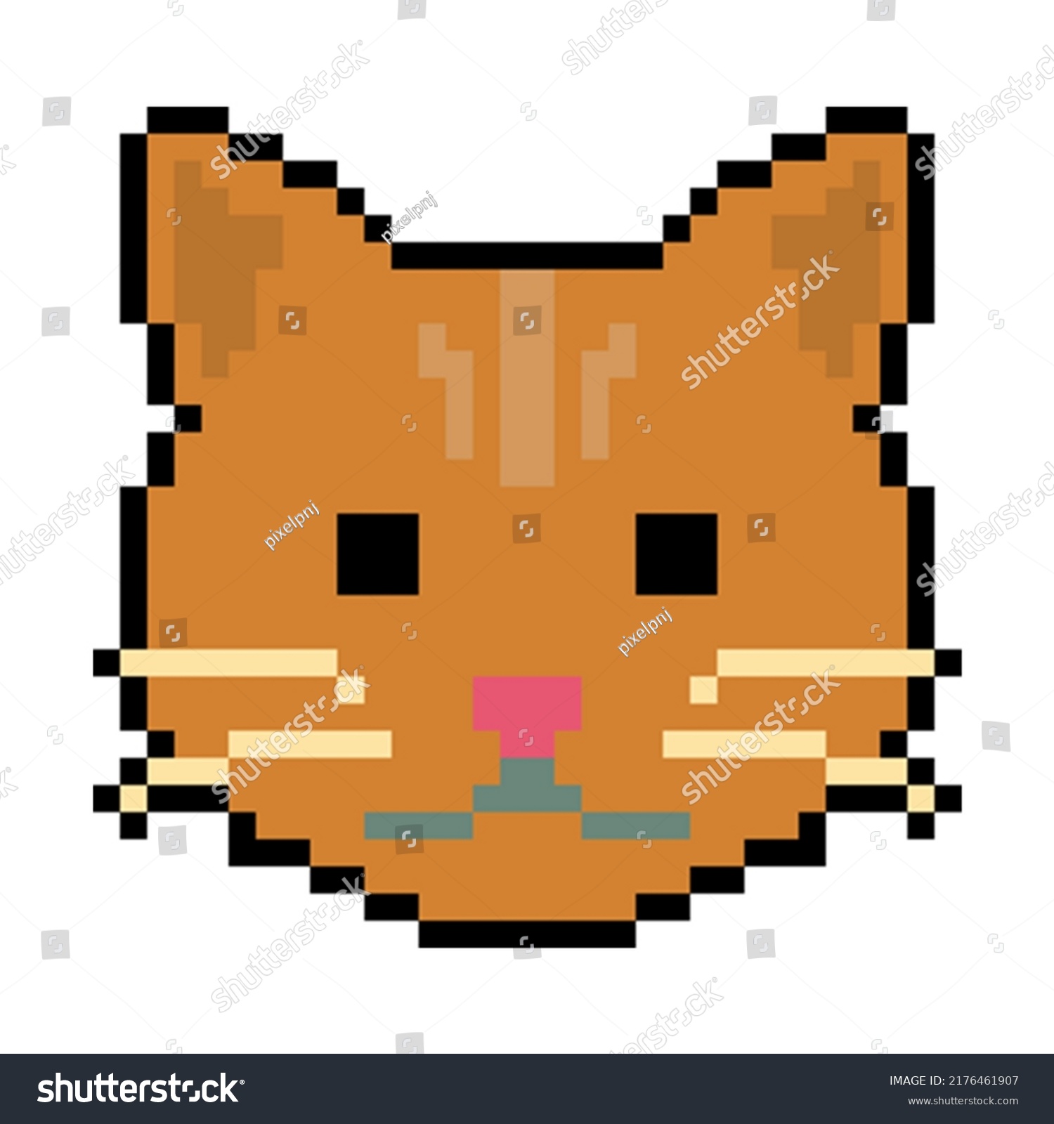 Cat Face Pixel Art Style 32 Stock Vector (Royalty Free) 2176461907 ...