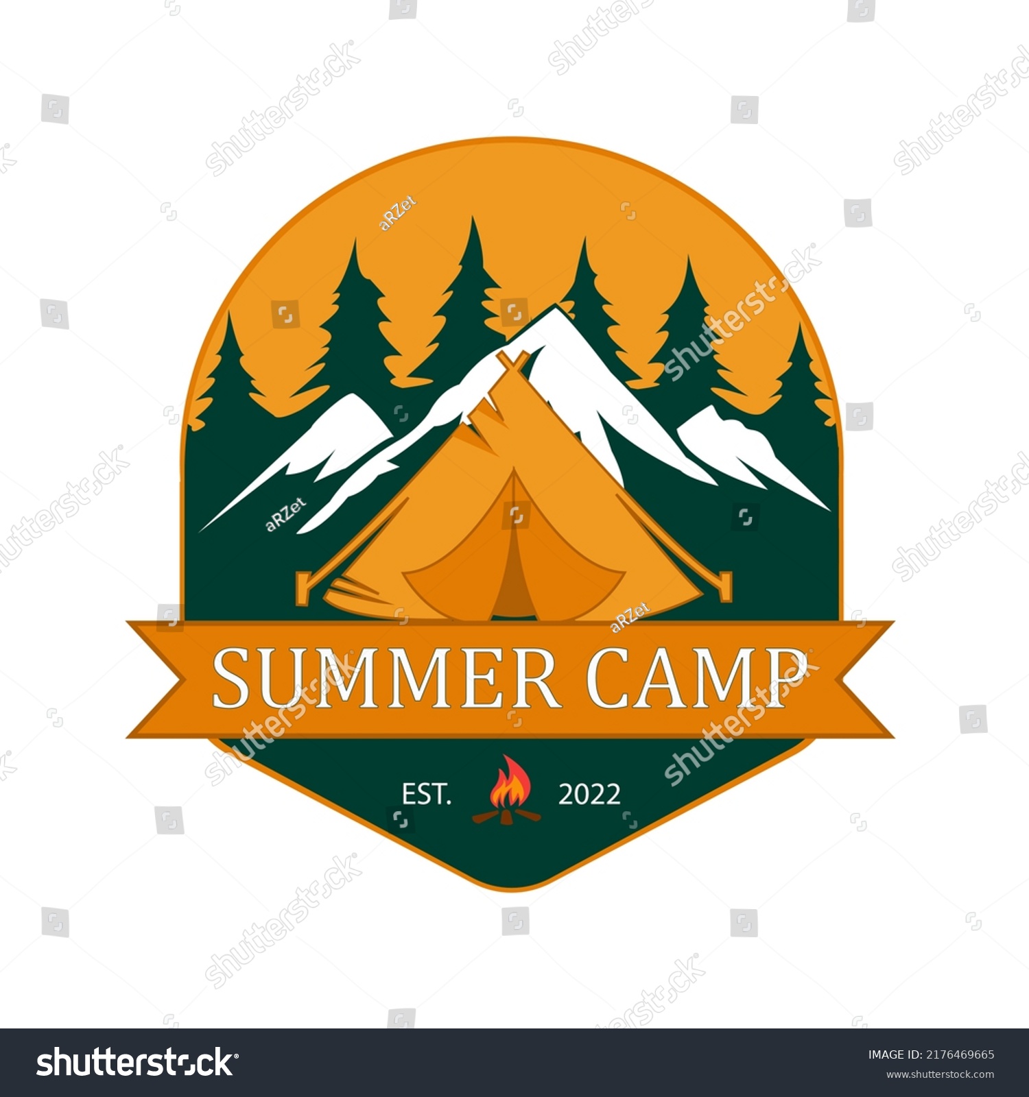 Summer Camping Vector Logo Mountain Forest Stock Vector (Royalty Free ...