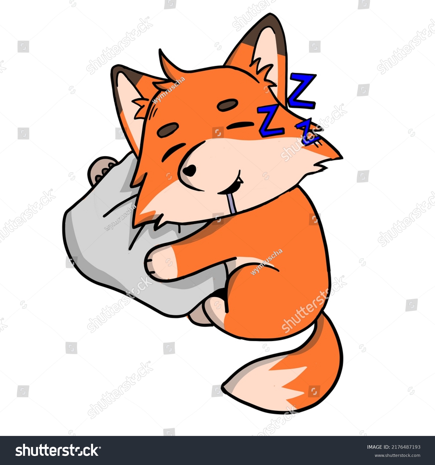 Sleepy Fox Sticker Print Icon Stock Illustration 2176487193 Shutterstock 