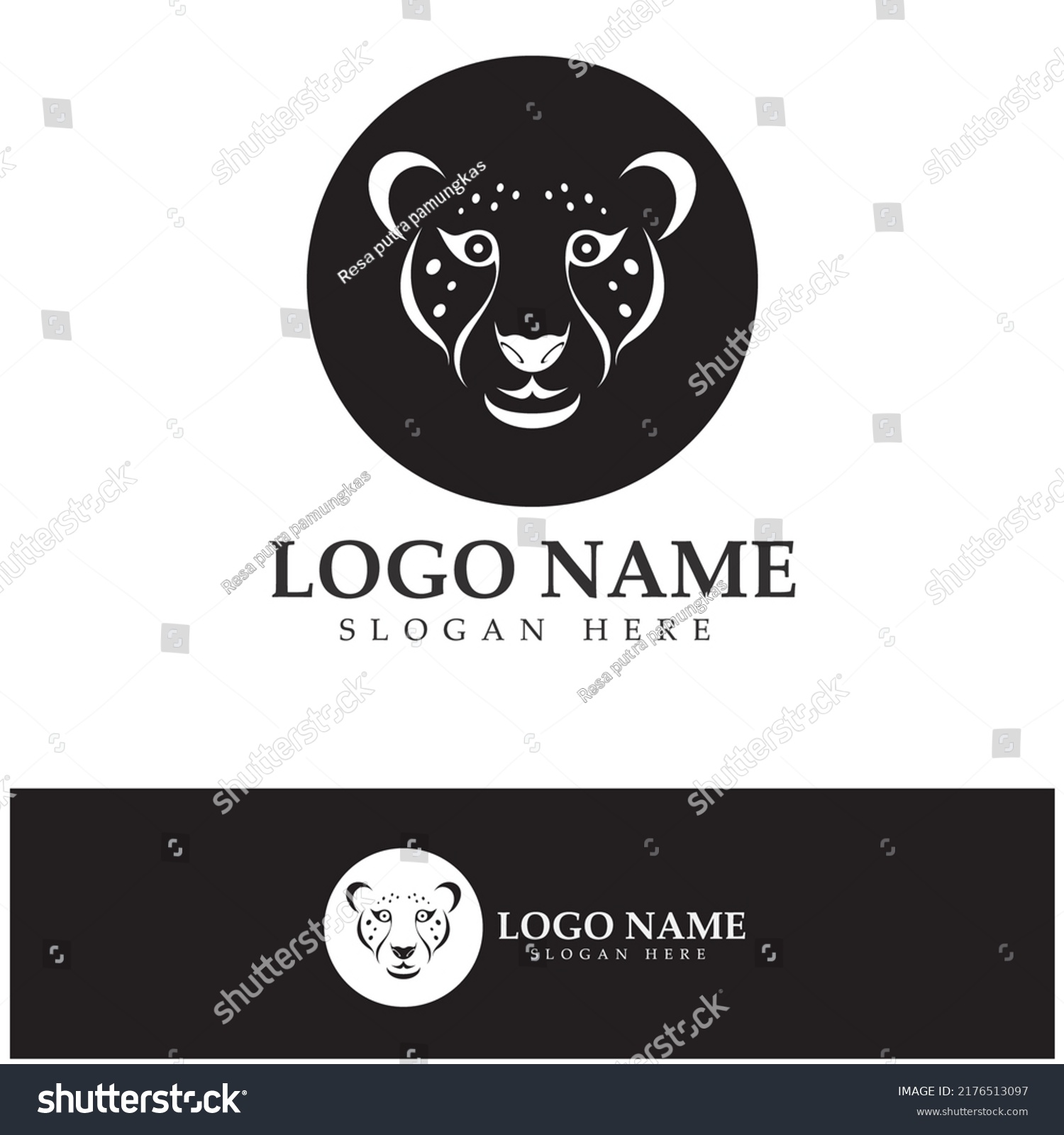 Cheetah Logo Flat Silhouette Color Packed Stock Vector (Royalty Free ...