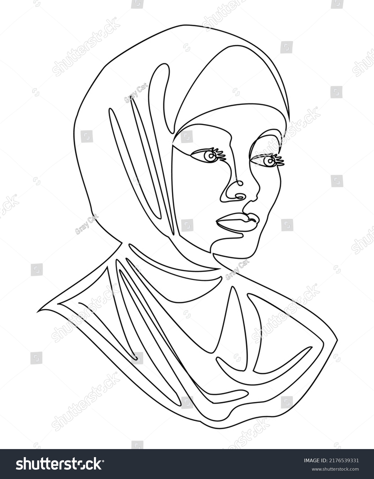 Girl Head Silhouettes Lady Hijab Scarf Stock Vector (Royalty Free ...