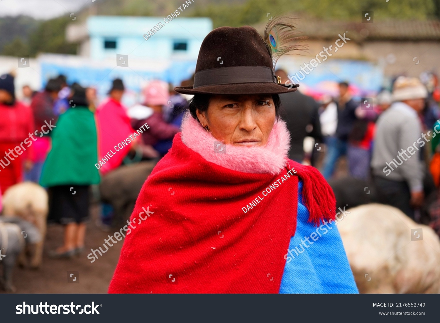 Indigenous Woman Native Ecuadorian Clothing Andean Stock Photo