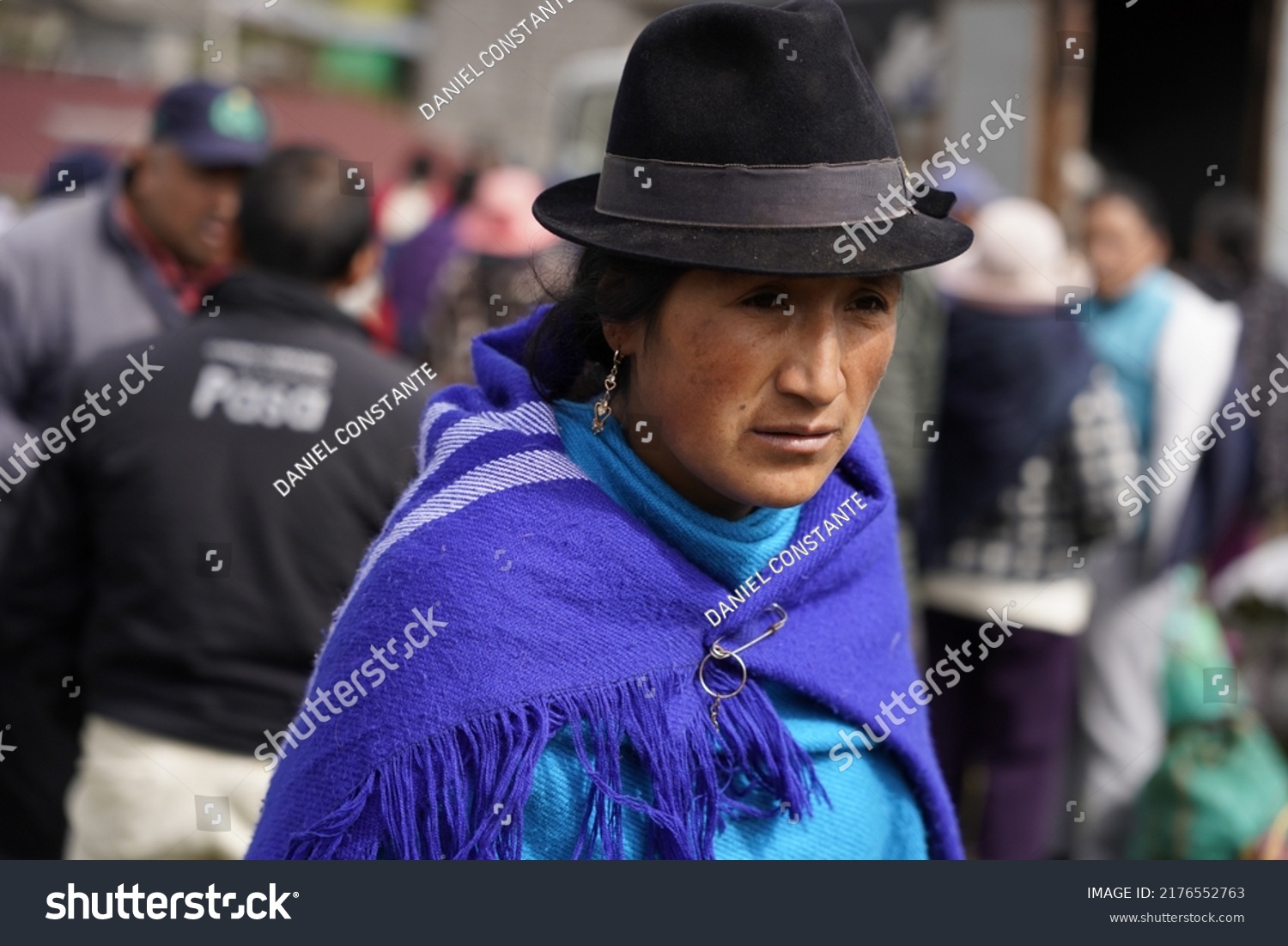 Indigenous Woman Native Ecuadorian Clothing Andean Stock Photo ...