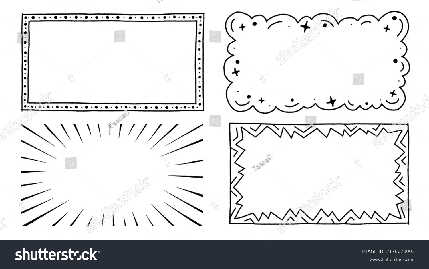 Cute Color Doodle Rectangle Black White Stock Vector (Royalty Free ...