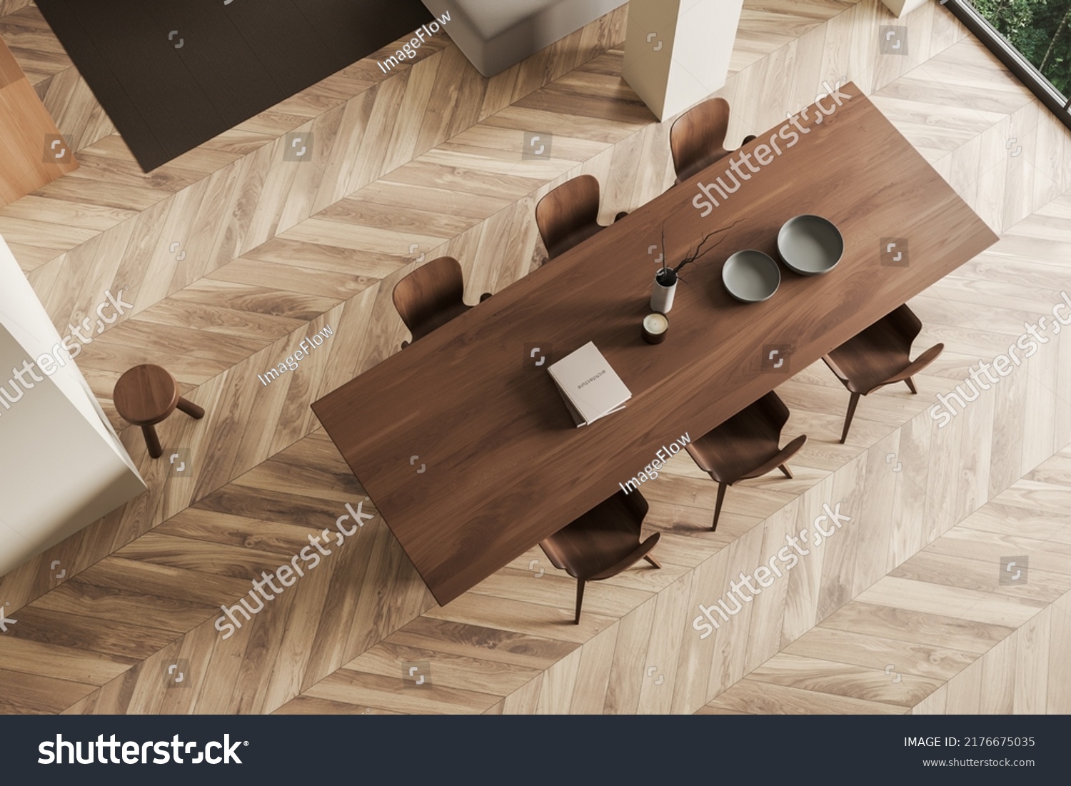 Top View On Bright Dining Room Stock Illustration 2176675035 | Shutterstock