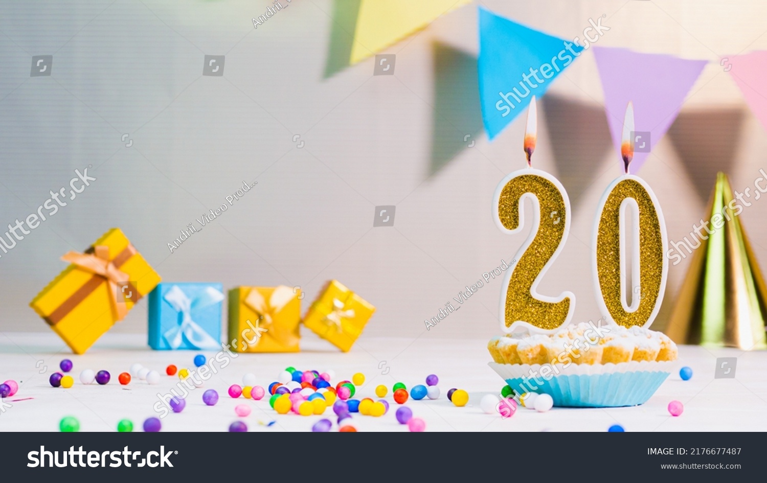 Happy Birthday Card Candles Number 20 Stock Photo 2176677487 | Shutterstock