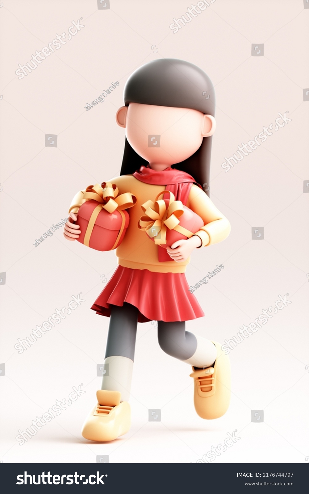 3d Rendering Cute Cartoon Characters Stock Illustration 2176744797 ...