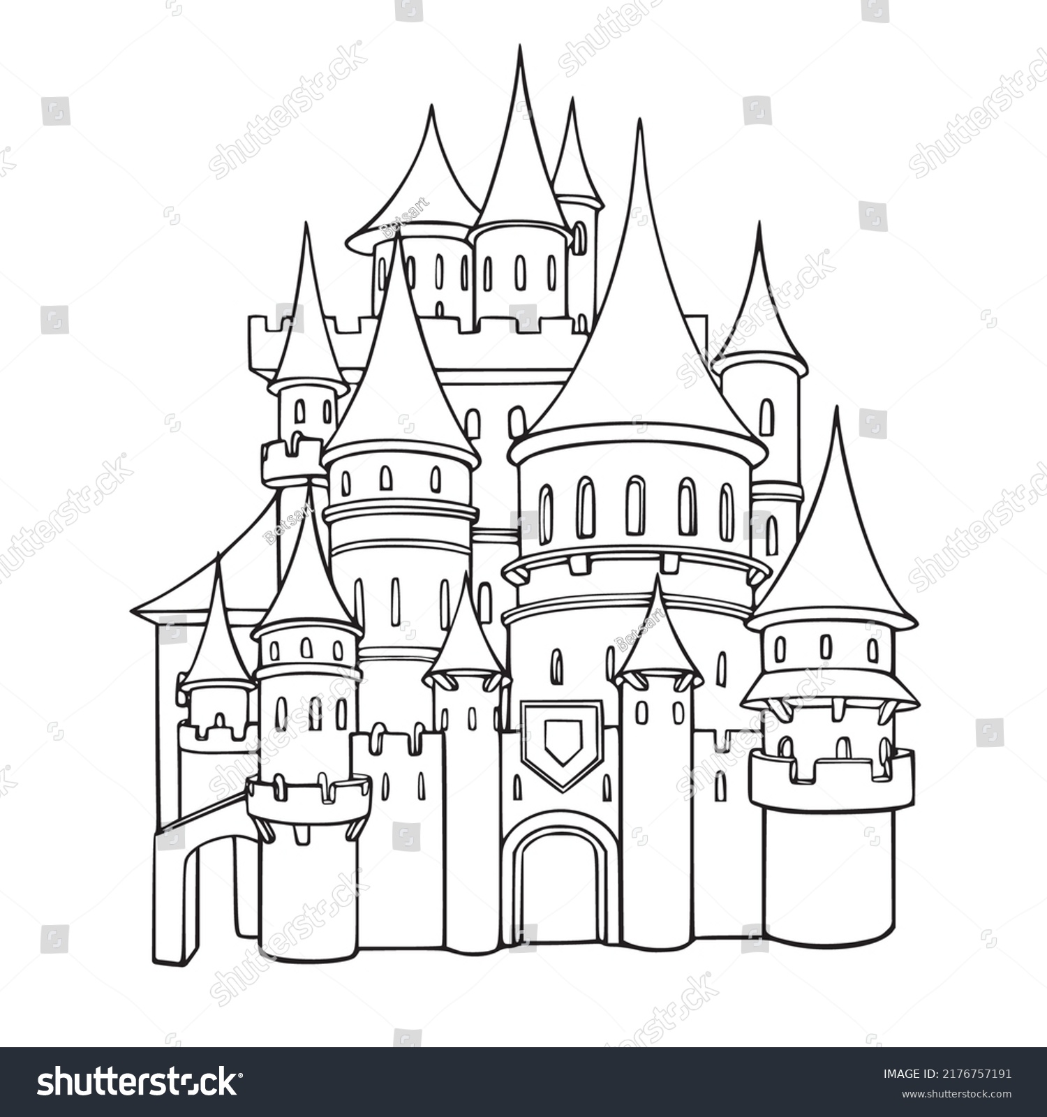 Coloring Book Outline Castle Educational Kids Stock Vector (Royalty ...