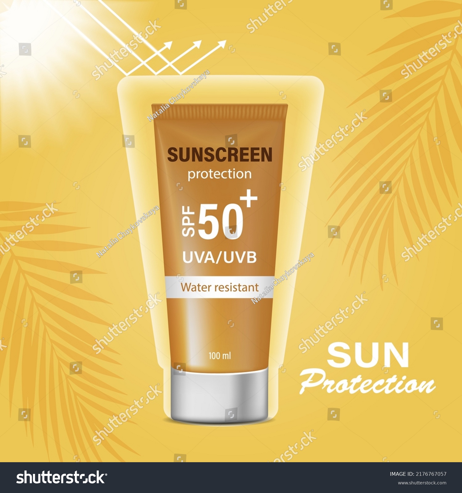 Template Advertising Poster Sunscreen Banner Tube Stock Vector (royalty 