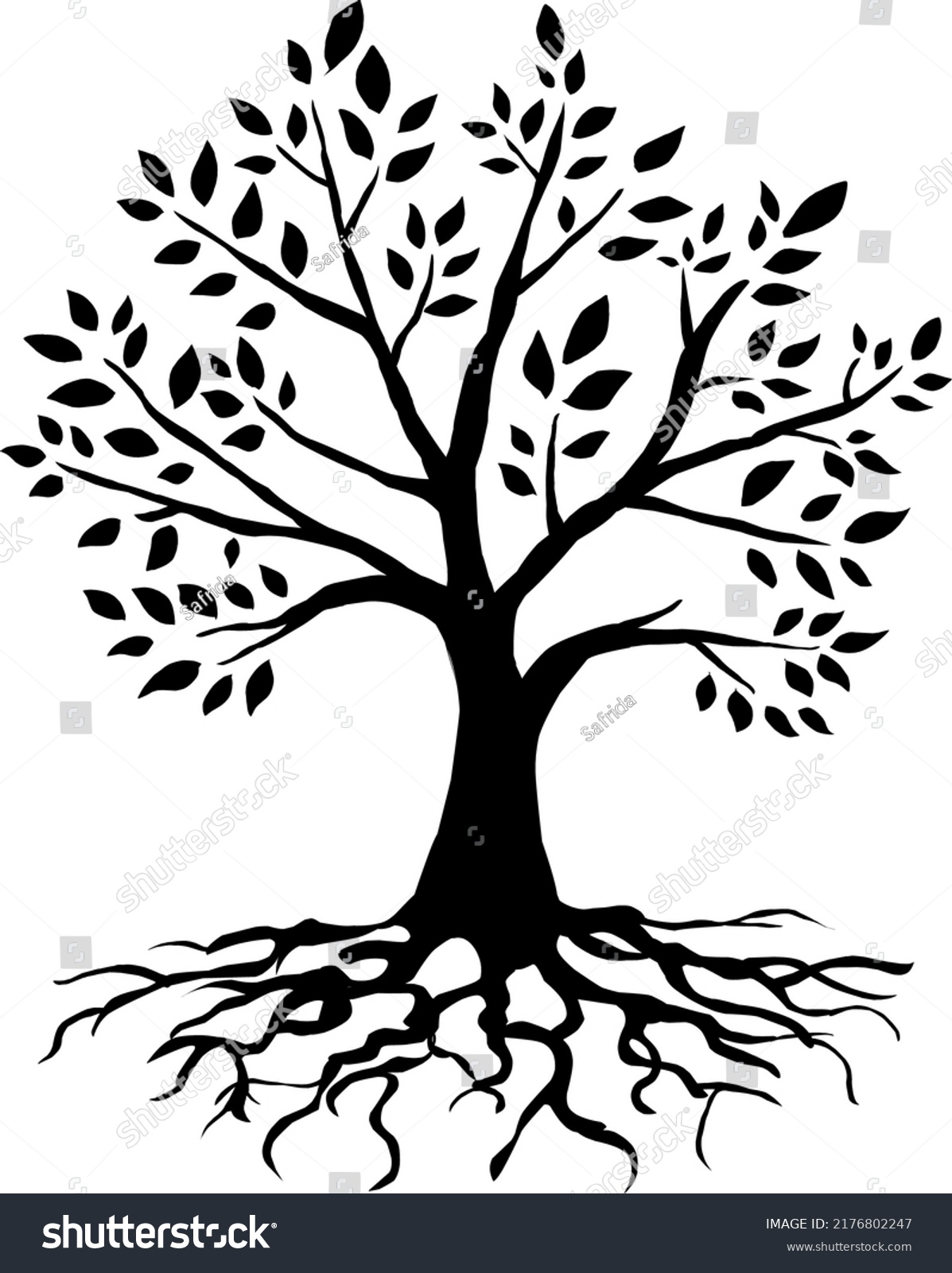 Tree Roots Silhouette Vector Illustration Stock Vector (Royalty Free ...