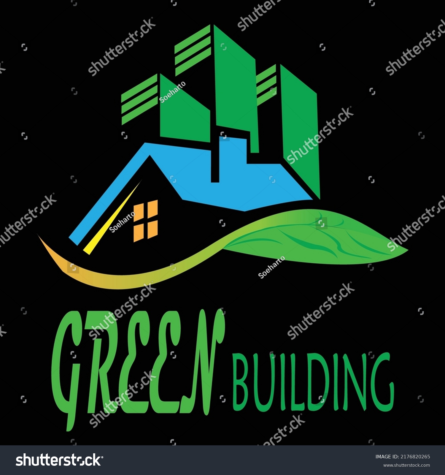 Green Building Logo Design Concept Combination Stock Vector (Royalty ...