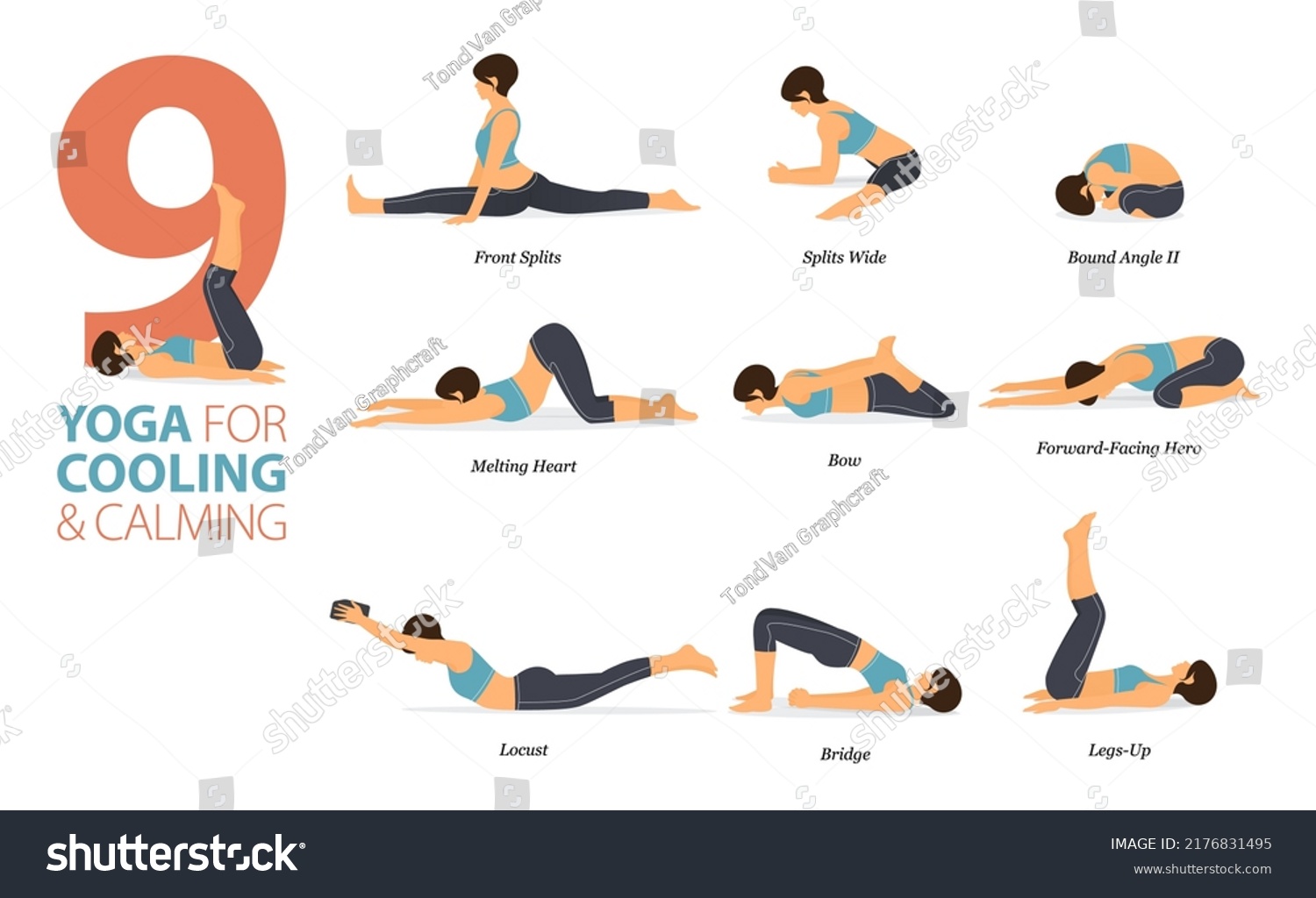 Infographic 9 Yoga Poses Workout Home Stock Vector (Royalty Free ...