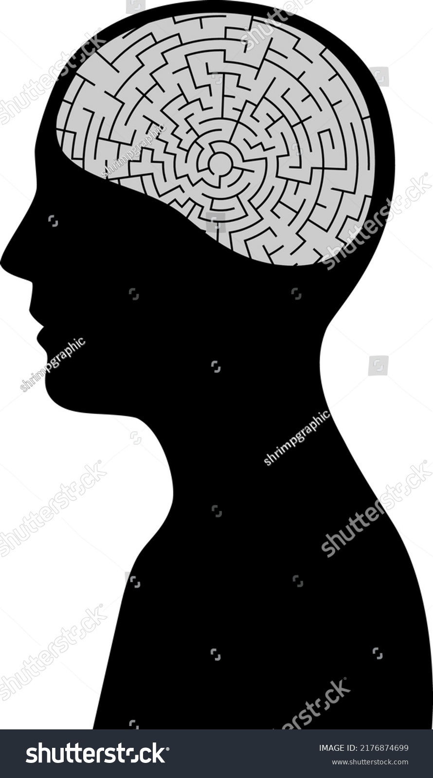 Brain Maze Silhouette Illustration Stock Vector (Royalty Free ...