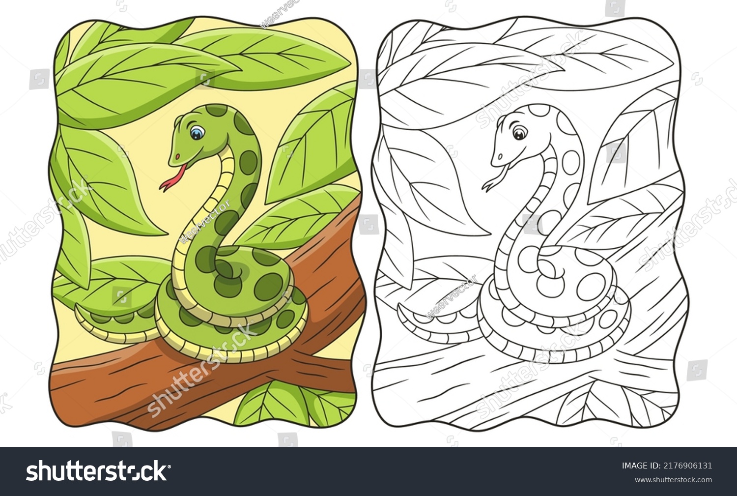 Cartoon Illustration Snake Relaxing On Big Stock Vector (Royalty Free ...