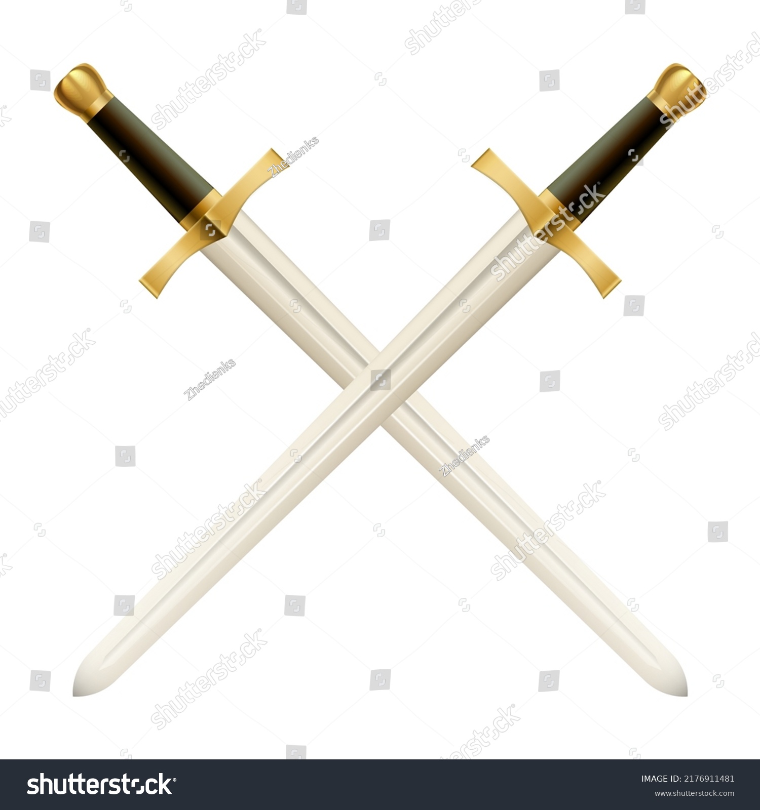 Two Crossed Swords On White Background Stock Vector (Royalty Free ...