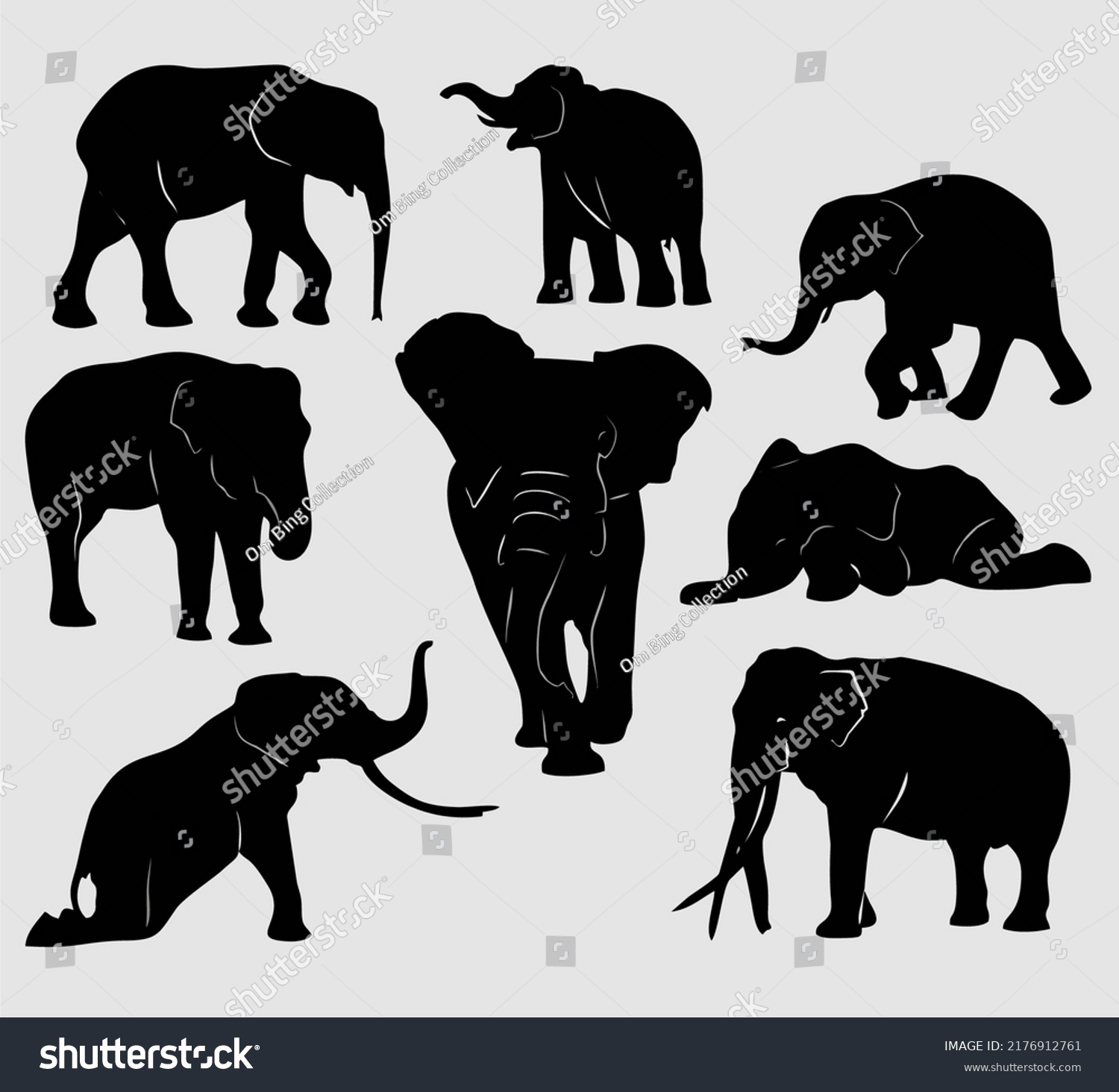 Set Elepent Silhouette Black Vector Stock Vector (Royalty Free ...