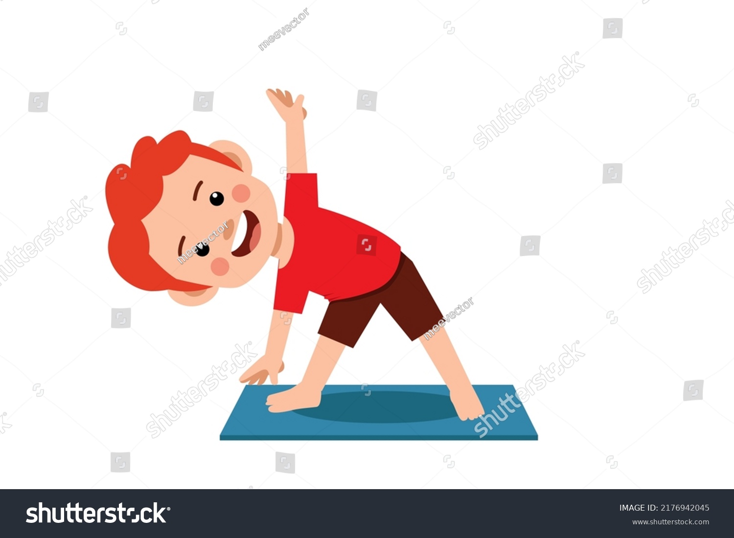 Happy Little Kid Doing Exercise Cute Stock Vector (Royalty Free ...