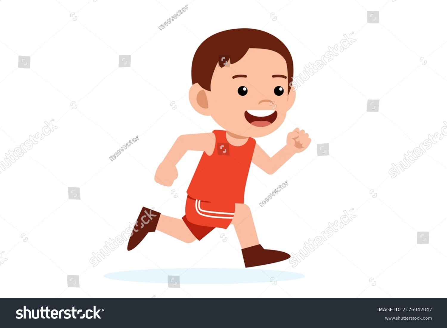 Happy Little Boy Run Cute Kid Stock Vector (Royalty Free) 2176942047 ...