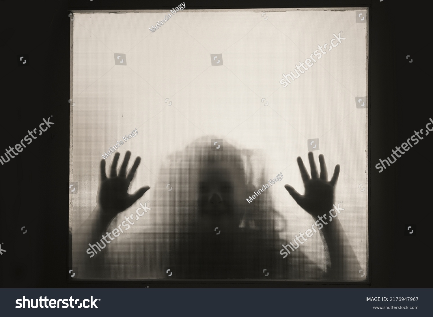 Horror Ghost Girl Behind Matte Glass Stock Photo 2176947967 | Shutterstock