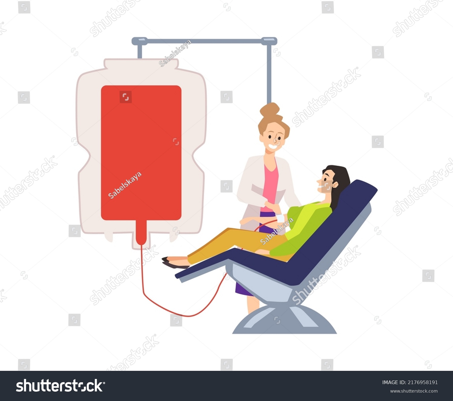 Blood Donation Concept Woman Sitting Chair Stock Vector (royalty Free 