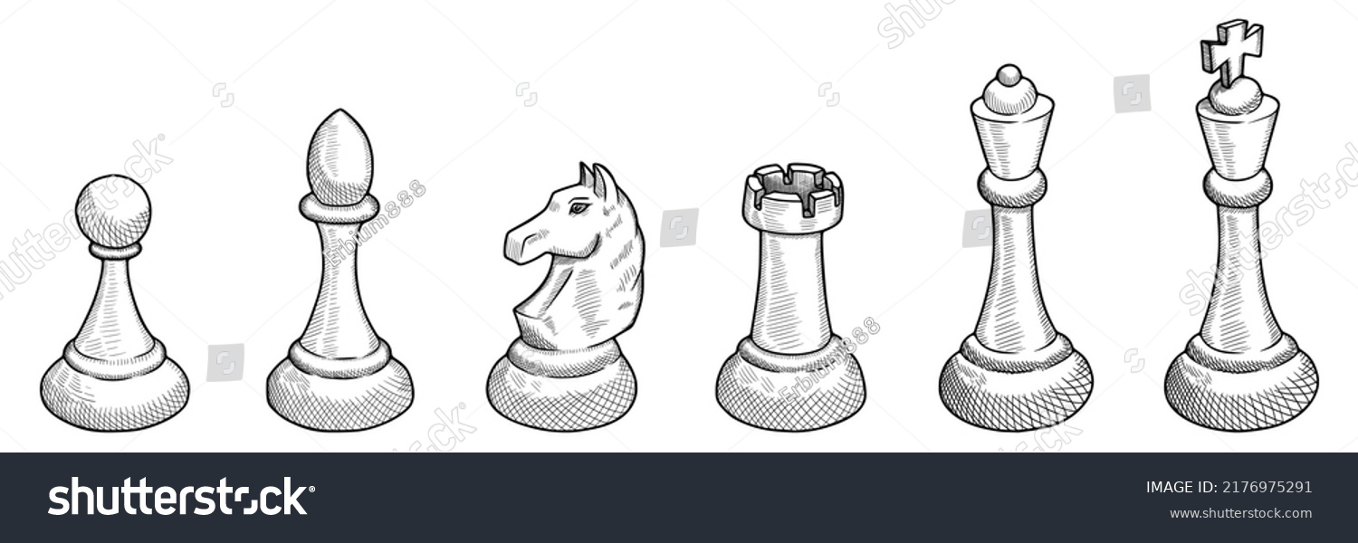 Set Chess Pieces Hand Drawn Doodle Stock Vector (Royalty Free ...