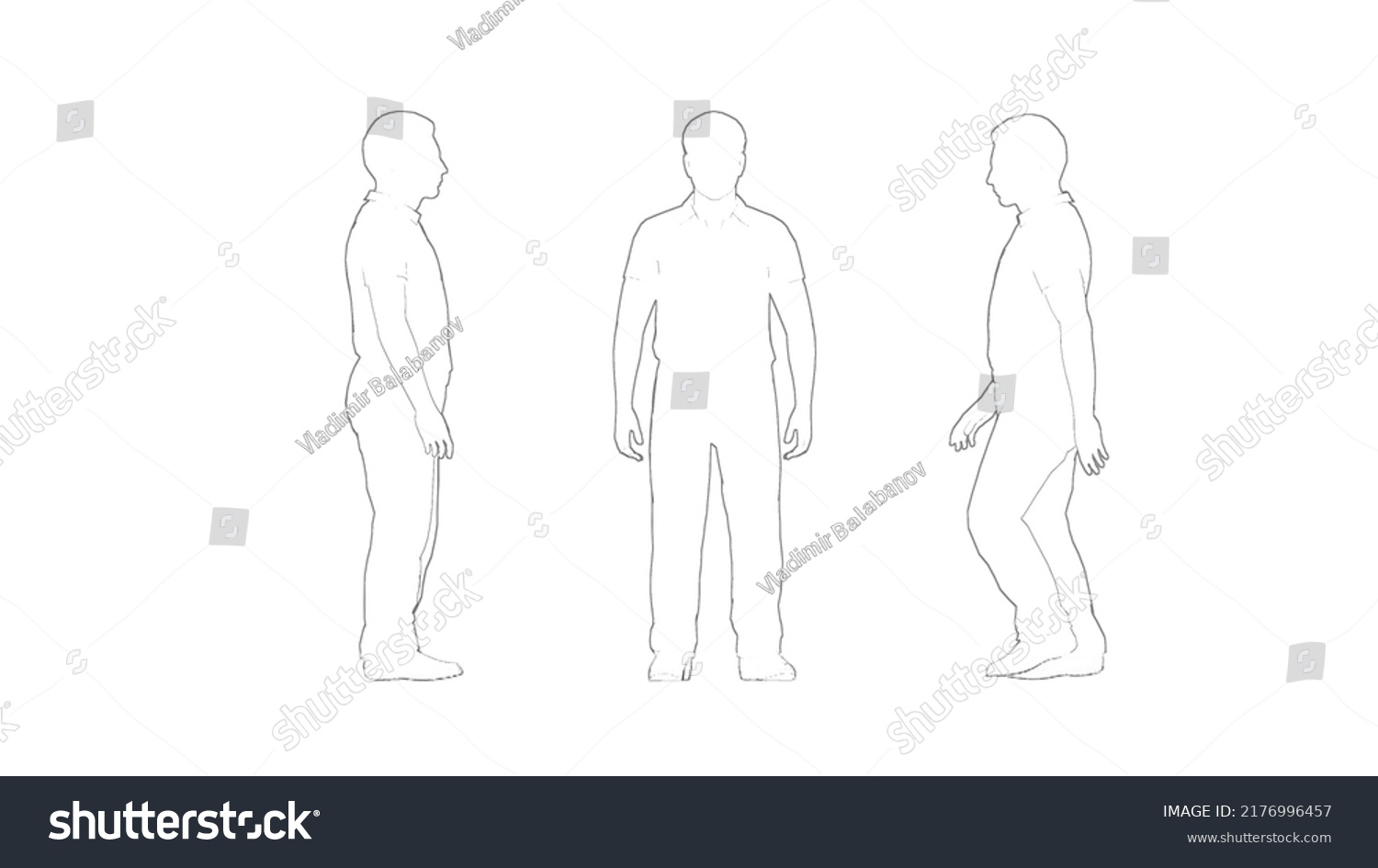 Man Standing Front Side View Stock Illustration 2176996457 | Shutterstock