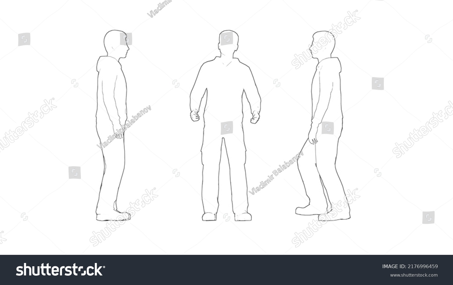 Man Standing Front Side View Stock Illustration 2176996459 | Shutterstock