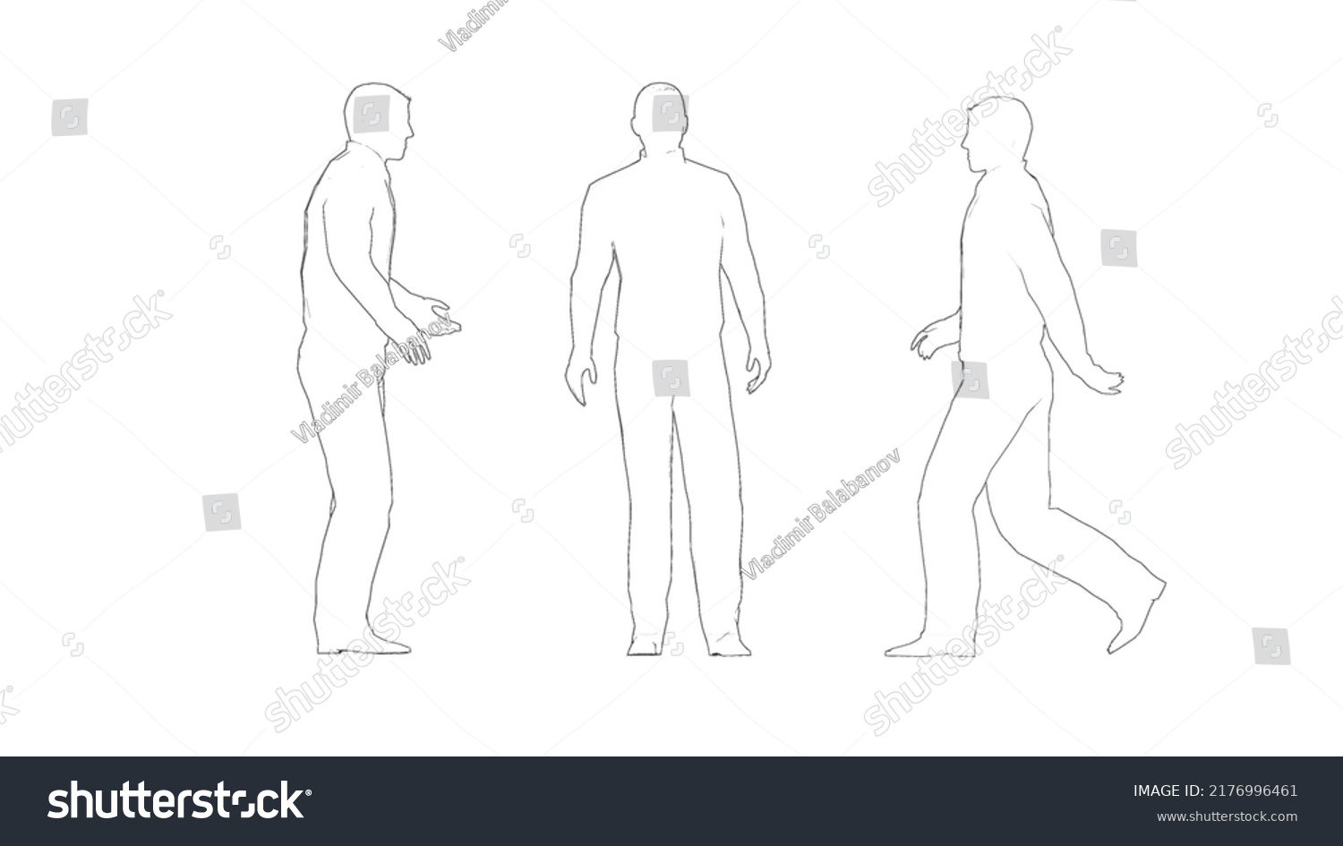 Man Standing Front Side View Stock Illustration 2176996461 