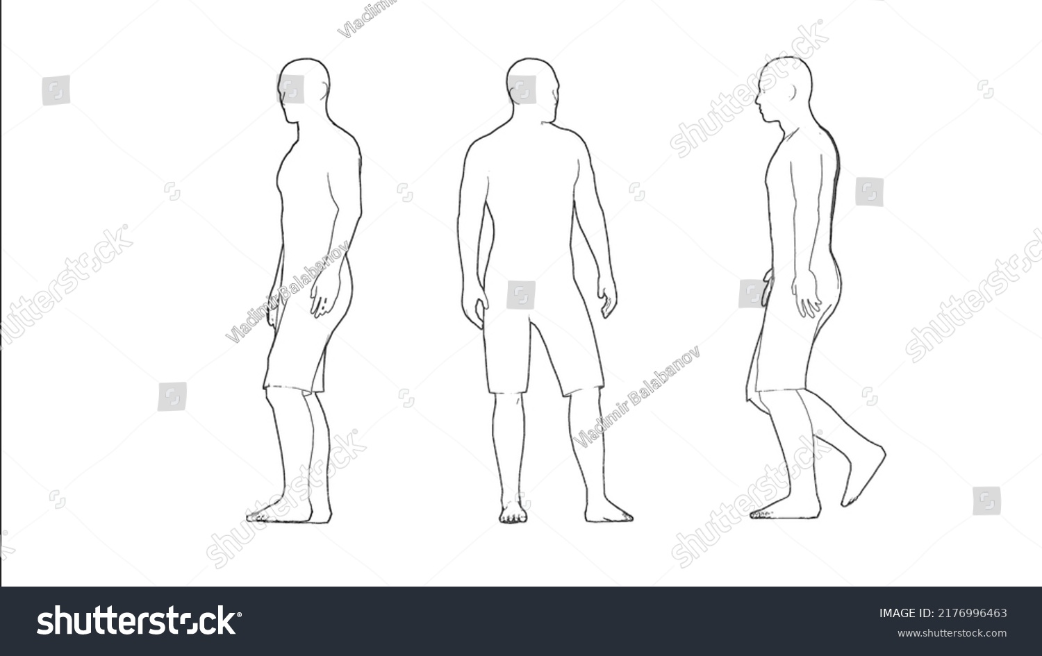 Man Standing Front Side View Stock Illustration 2176996463 | Shutterstock