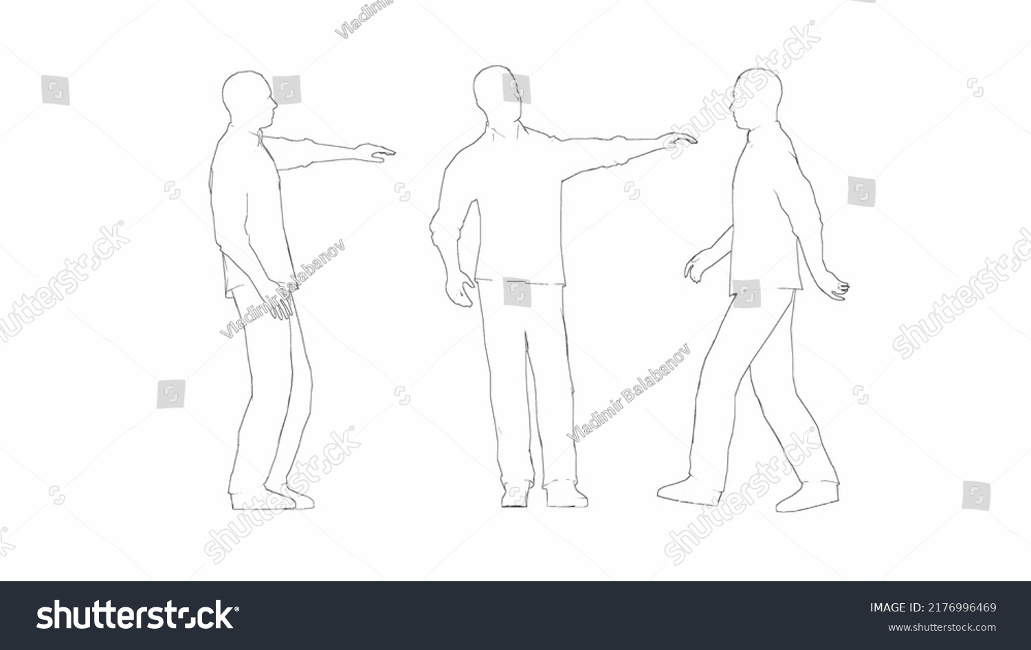 Man Standing Front Side View Stock Illustration 2176996469 | Shutterstock