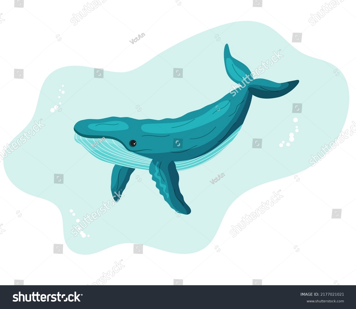 Cartoon Cute Blue Whale Water Isolated Stock Vector (Royalty Free ...