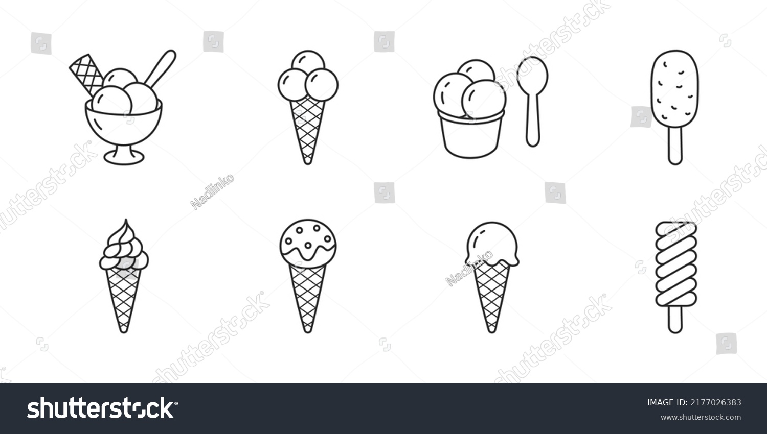 Ice Cream Doodle Illustration Including Icons Stock Vector (Royalty ...