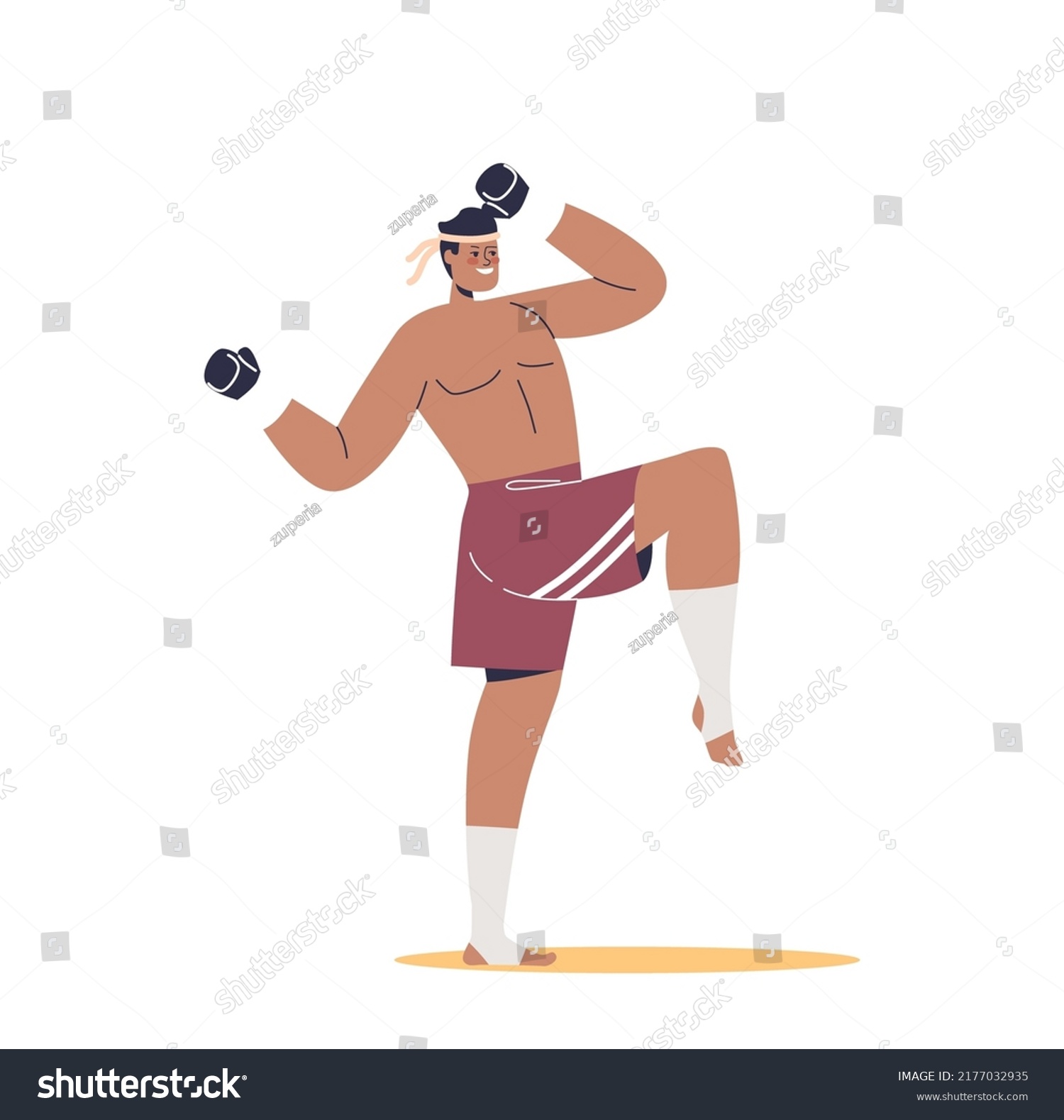 Muay Thai Male Fighter Ready Competition Stock Vector (Royalty Free ...