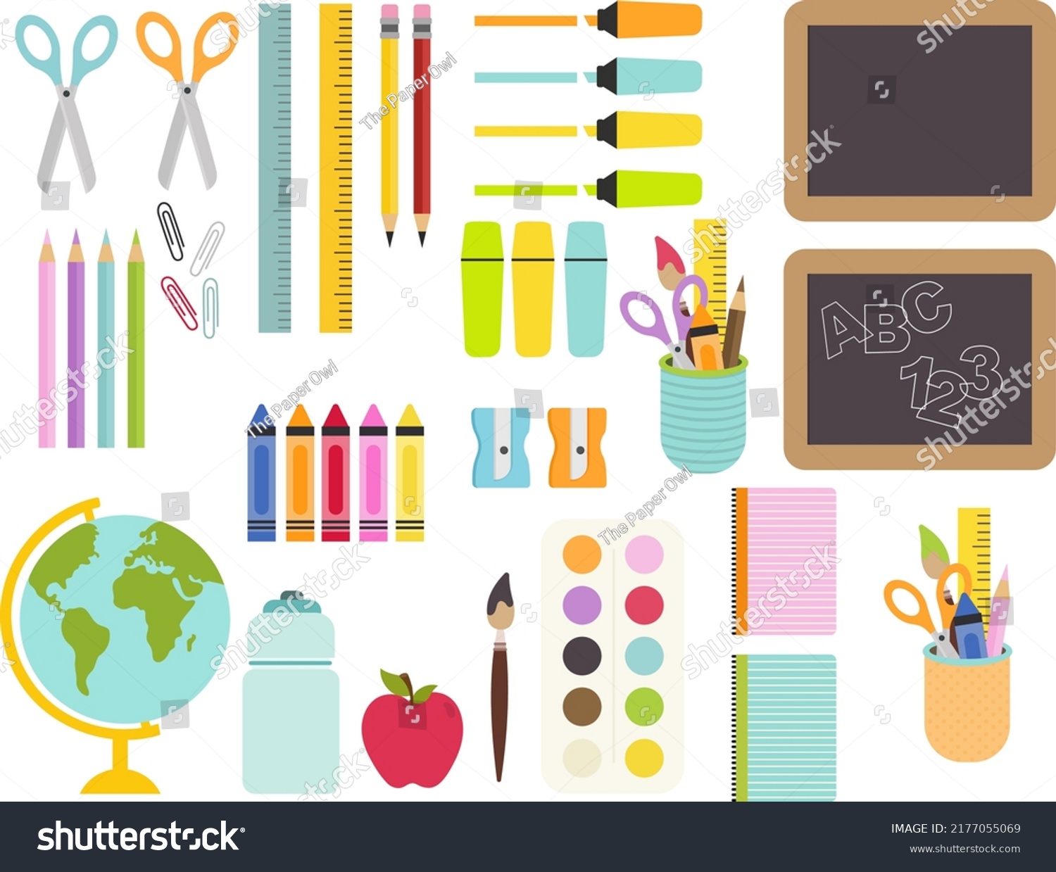 Back School Supplies Clipart Set Stock Vector (Royalty Free) 2177055069 ...