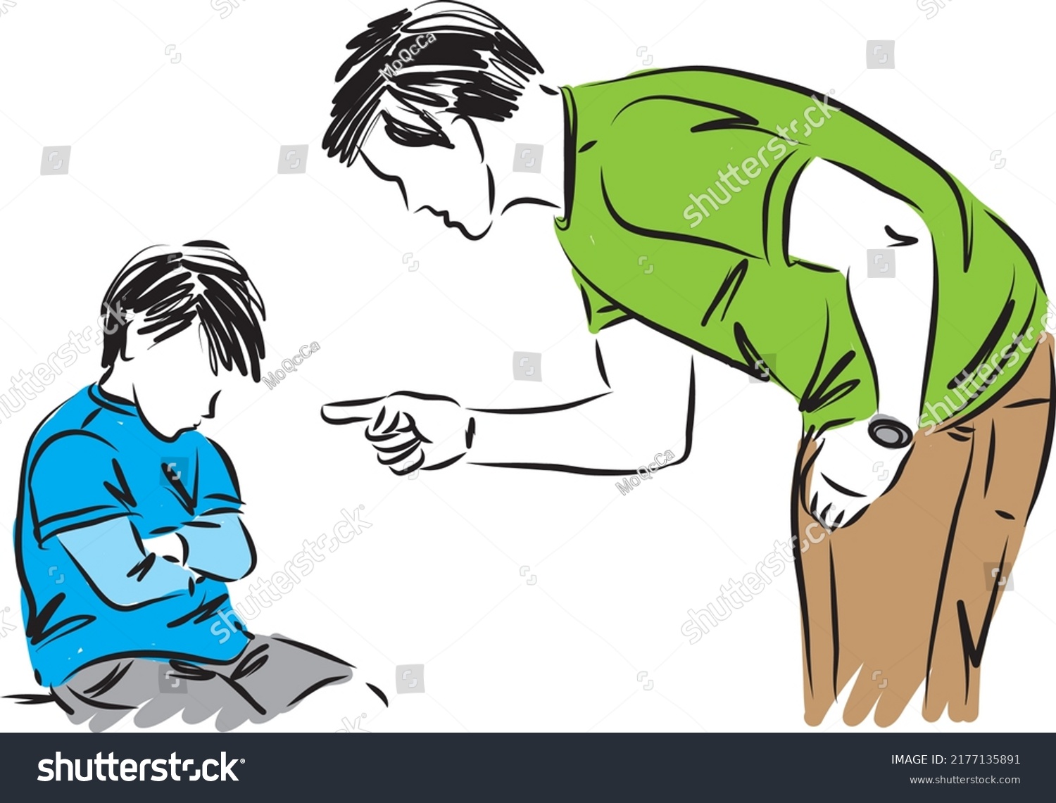 Father Little Child Boy Discipline Concept Stock Vector (Royalty Free ...