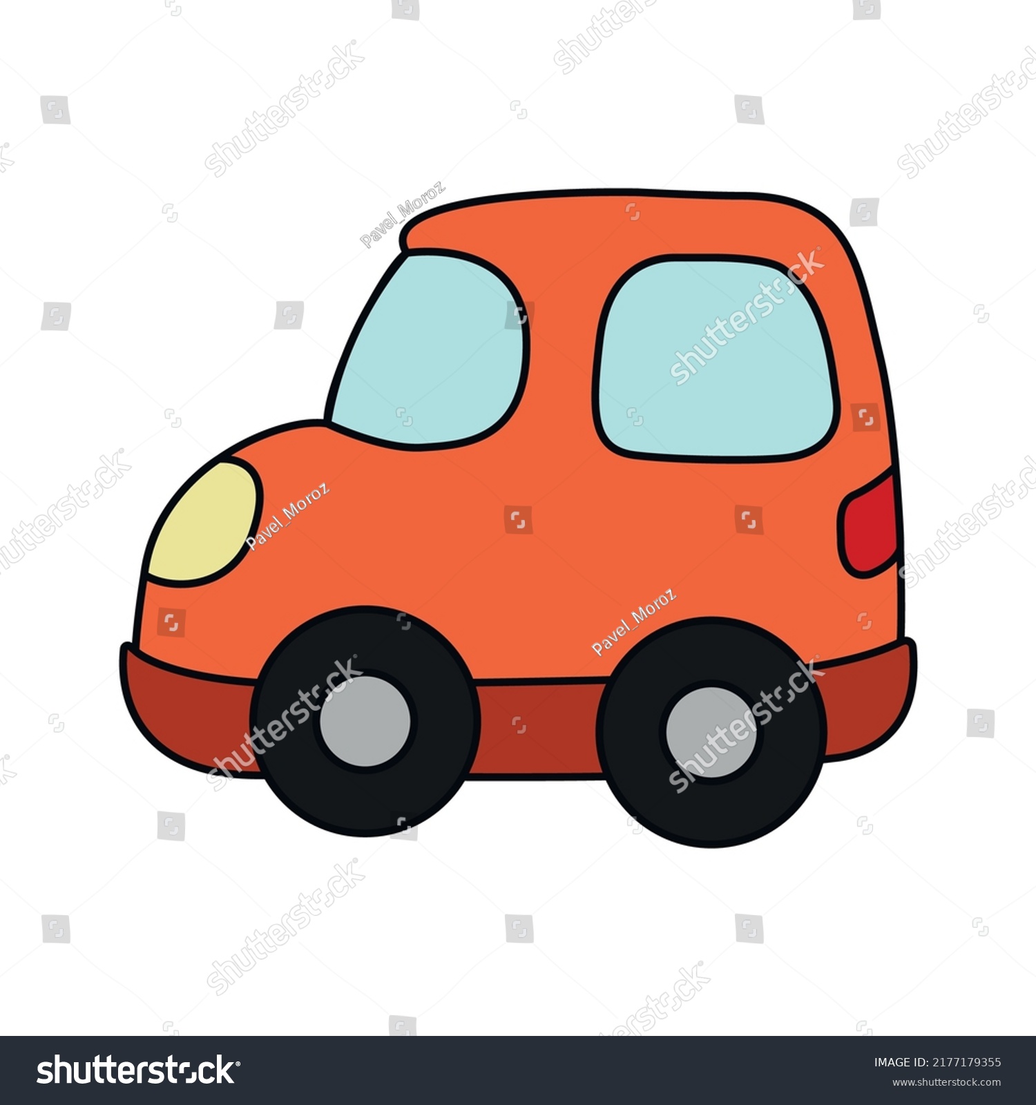 Cartoon Kids Vector Red Car Stock Vector (Royalty Free) 2177179355 ...