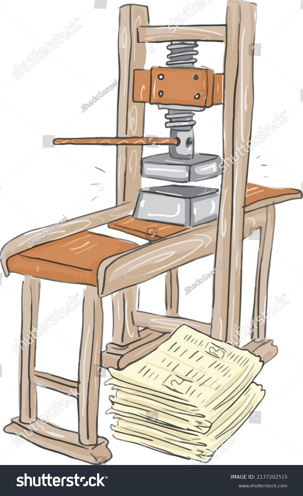 First Printing Press History Stock Vector (Royalty Free) 2177202515 ...