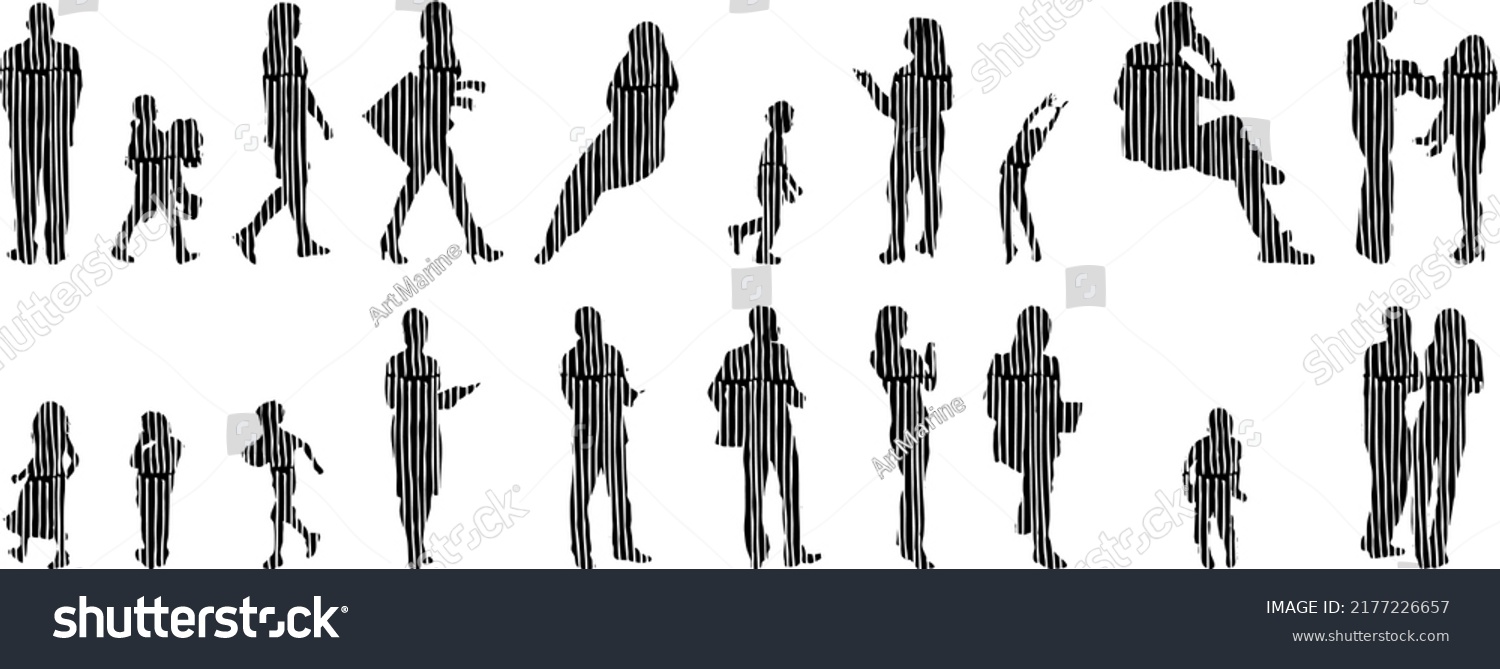 Vector Silhouettes Outline Silhouettes People Contour Stock Vector ...